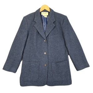Vintage‎ Eddie Bauer Wool Blazer Women's M Blue USA Made Lined Jacket